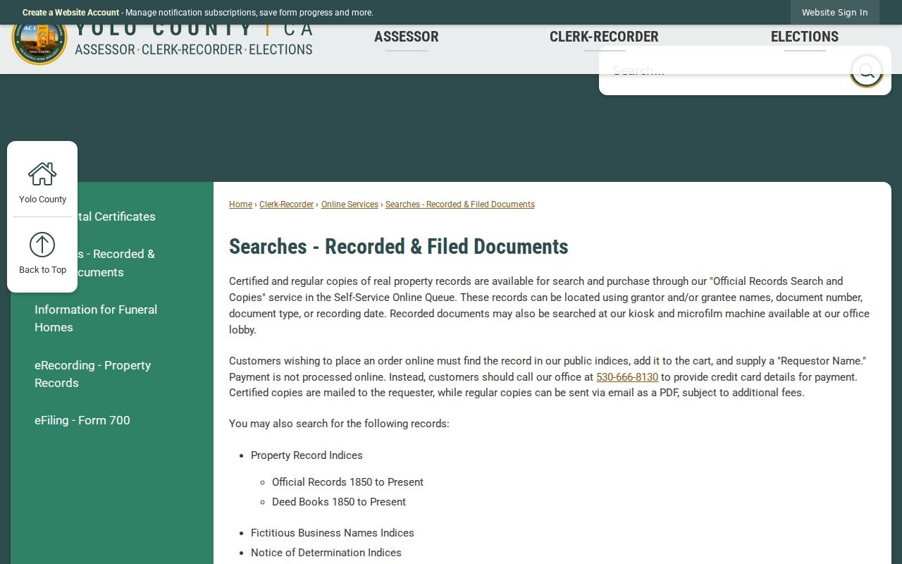 West Sacramento people search through Yolo recorded document instructions