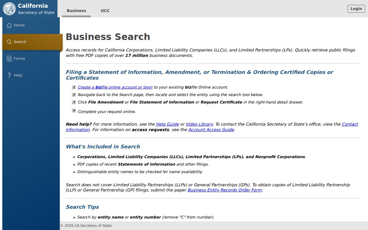 West Sacramento people search in California business filings